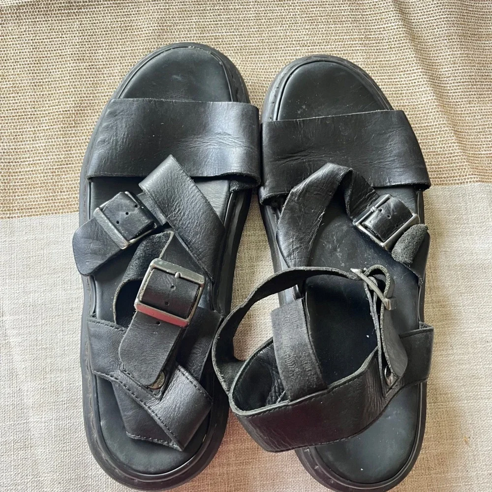 Dr. Martens Gryphon Black Leather Gladiator Sandals Mens US 12 UK 11